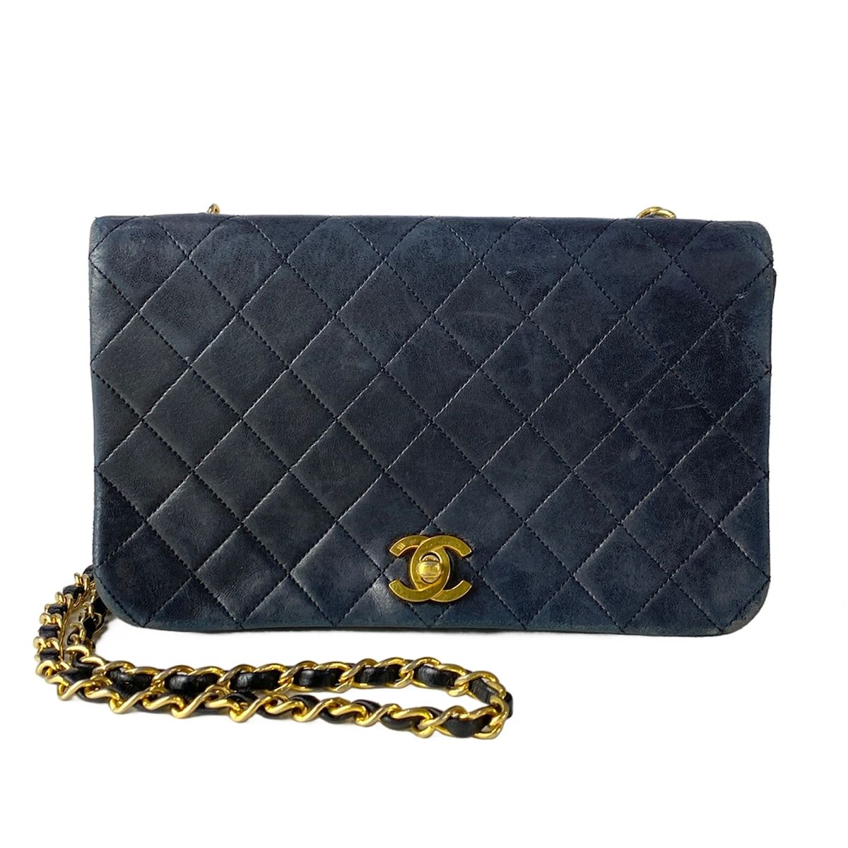 Chanel Shoulder Bag Single Flap Quilted Black Chain Gold Lambskin