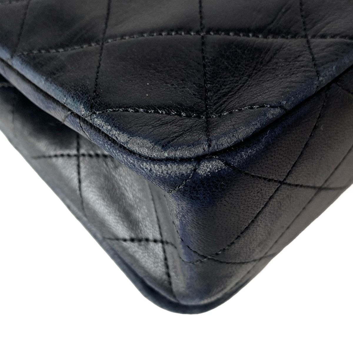 Chanel Shoulder Bag Single Flap Quilted Black Chain Gold Lambskin — view 8