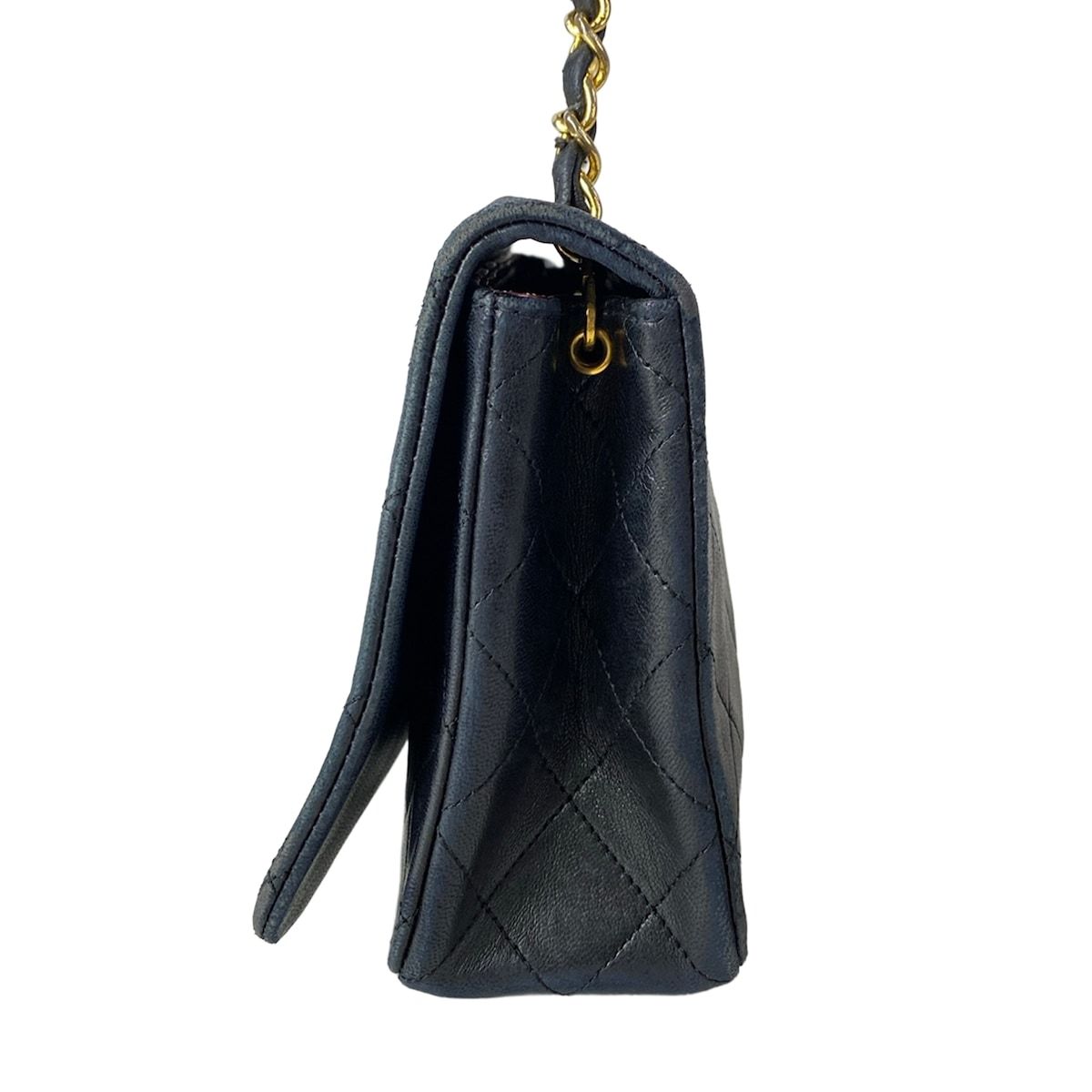 Chanel Shoulder Bag Single Flap Quilted Black Chain Gold Lambskin — view 4