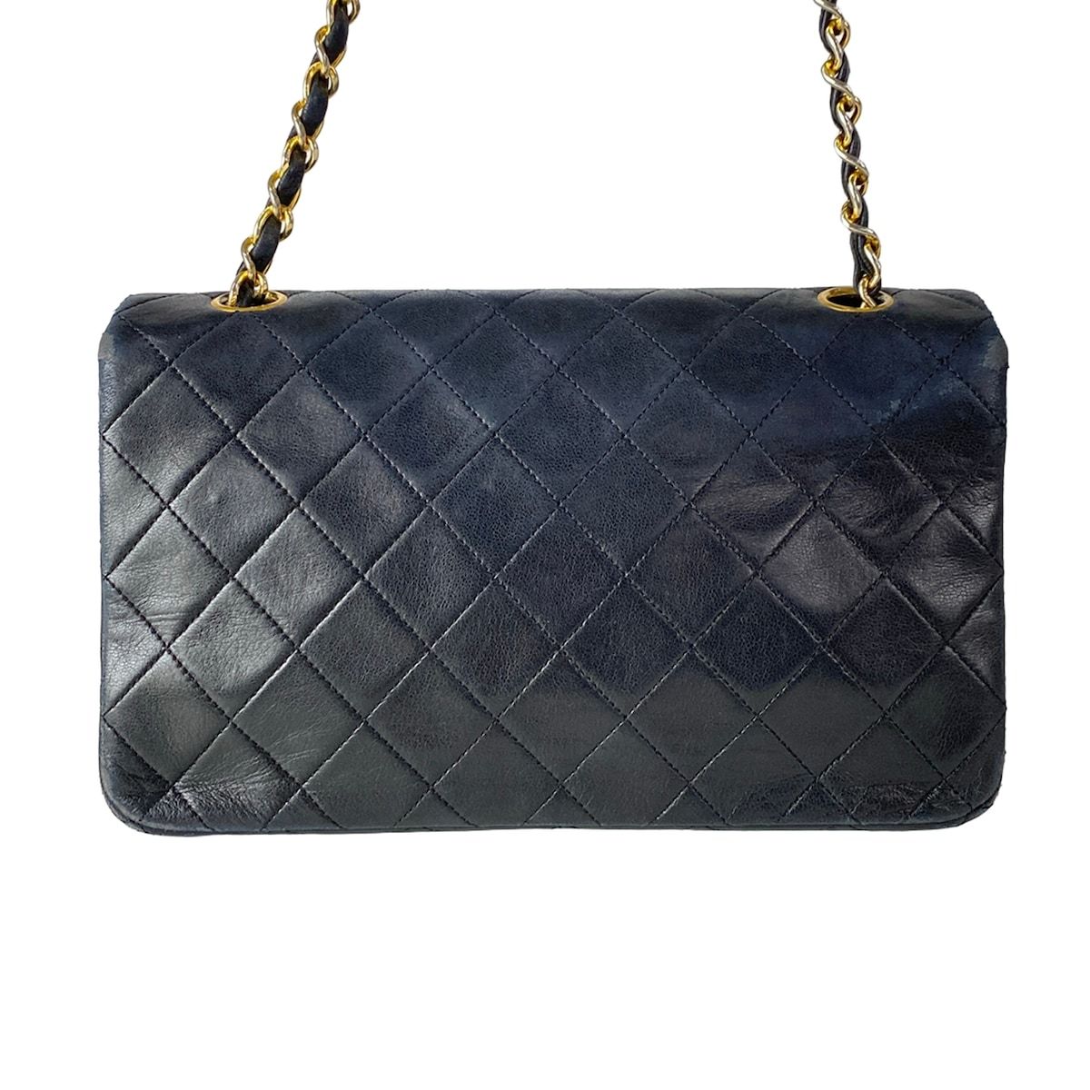 Chanel Shoulder Bag Single Flap Quilted Black Chain Gold Lambskin — view 3