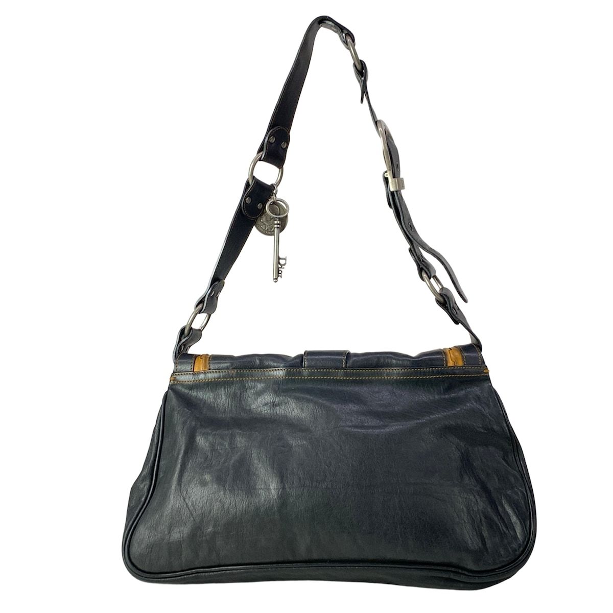 Dior Shoulder Bag Gaucho Black Light Brown Leather — view 3
