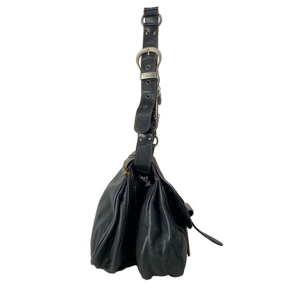 Dior Shoulder Bag Gaucho Black Light Brown Leather — view 2