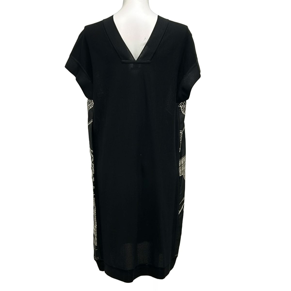 Hermes Dress 38 M Black White Short Sleeve Zouaves Et Dragons Finesse Neck Knee — view 2