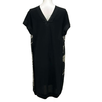 Hermes Dress 38 M Black White Short Sleeve Zouaves Et Dragons Finesse Neck Knee — view 2