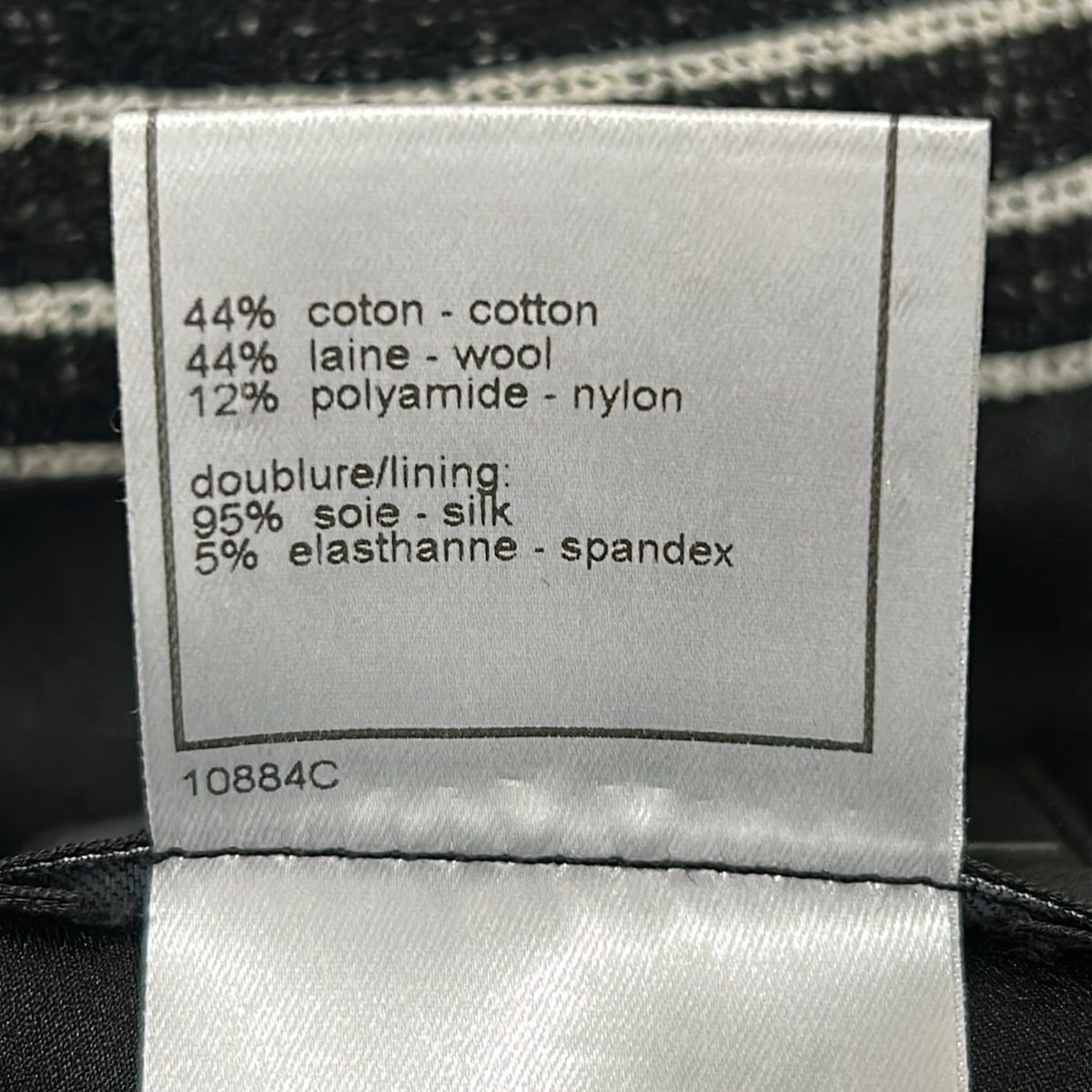 Chanel Coat 36 S Black White Long Sleeve Border Camellia Autumn Cotton Wool — view 4