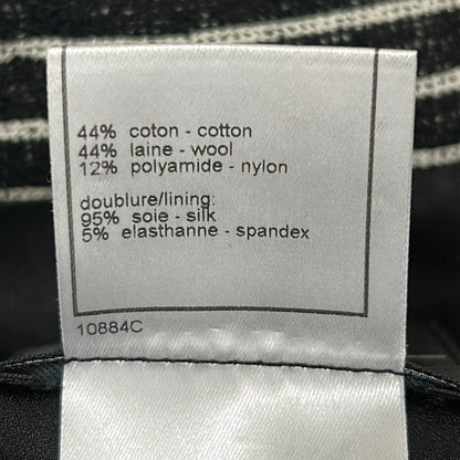 Chanel Coat 36 S Black White Long Sleeve Border Camellia Autumn Cotton Wool — view 4