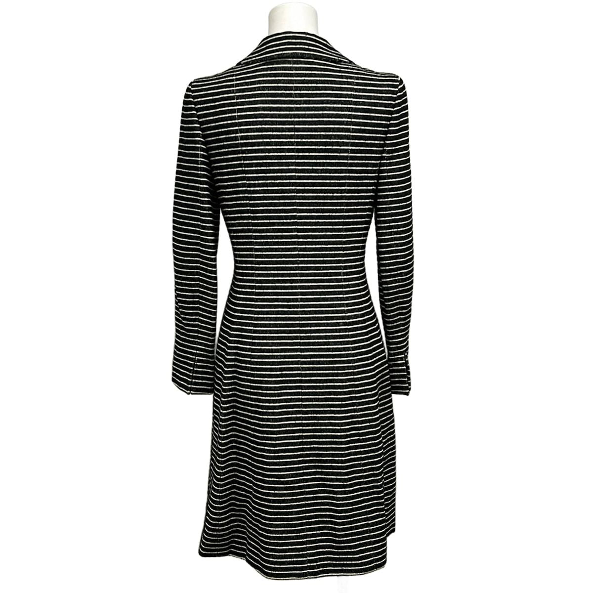 Chanel Coat 36 S Black White Long Sleeve Border Camellia Autumn Cotton Wool — view 2