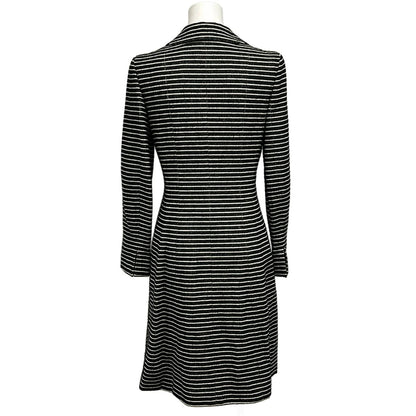 Chanel Coat 36 S Black White Long Sleeve Border Camellia Autumn Cotton Wool — view 2
