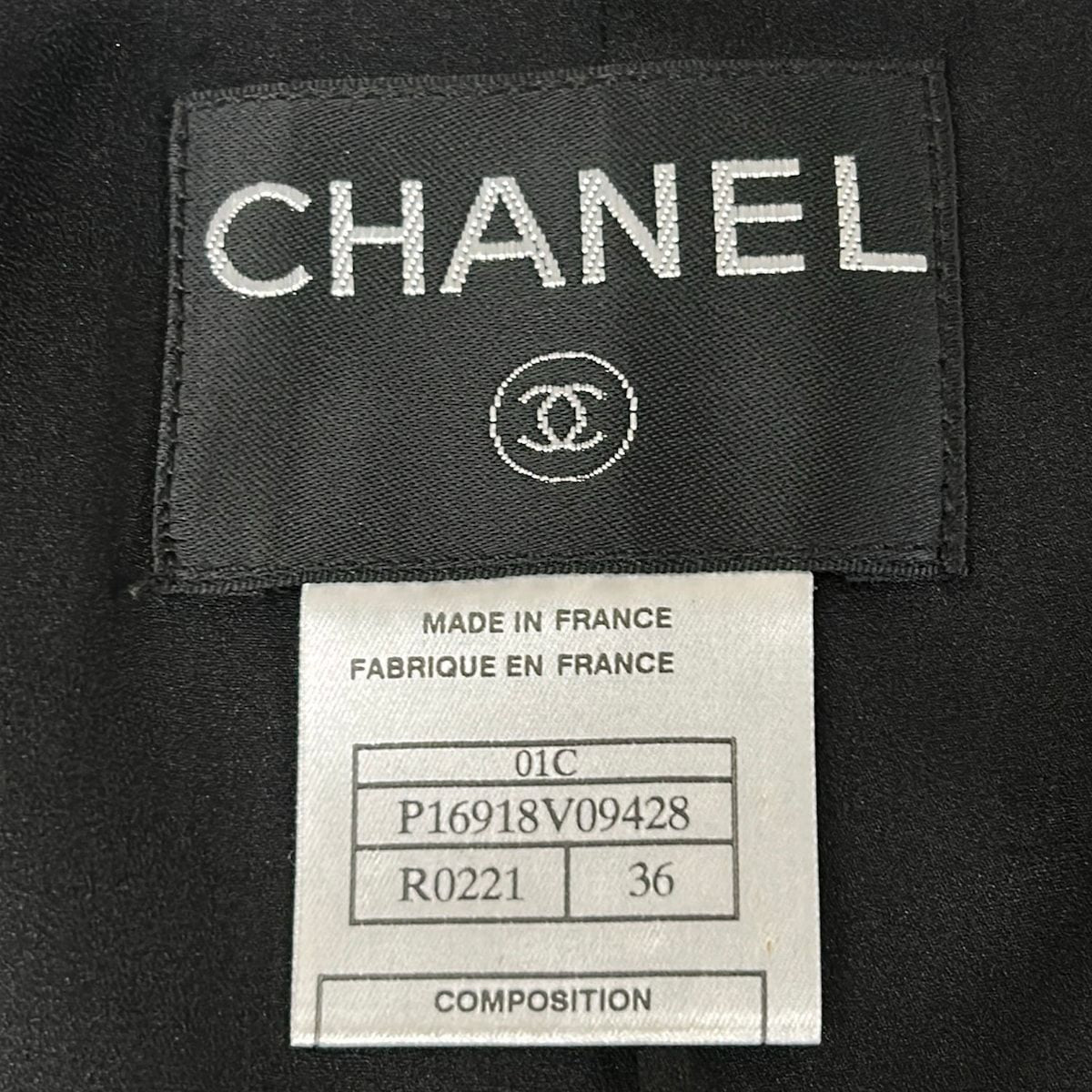 Chanel Coat 36 S Black White Long Sleeve Border Camellia Autumn Cotton Wool — view 3