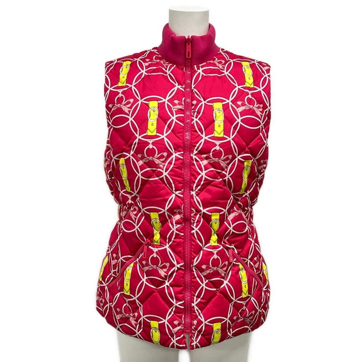 Hermes Down Jacket Vest 40 M Pink Yellow Multi la Promenade du Matin Reversible