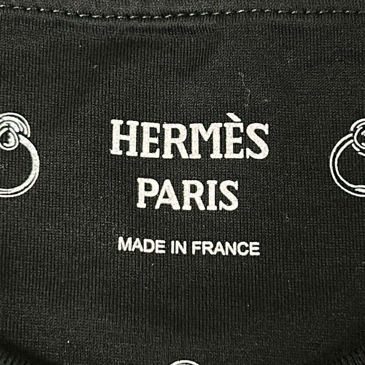 Hermes Short Sleeve T-Shirt 40 M Black White Crew Neck Anno Finesse Cotton — view 3