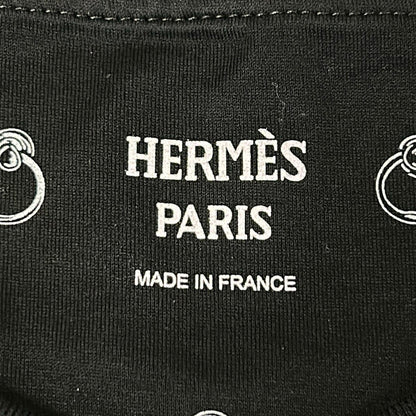 Hermes Short Sleeve T-Shirt 40 M Black White Crew Neck Anno Finesse Cotton — view 3