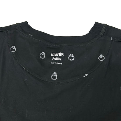 Hermes Short Sleeve T-Shirt 40 M Black White Crew Neck Anno Finesse Cotton — view 8
