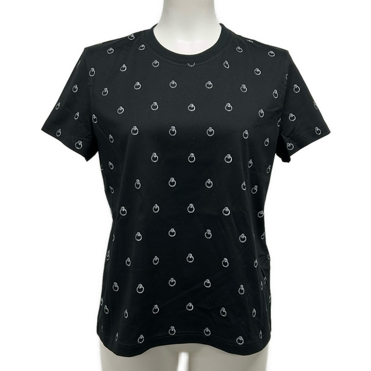 Hermes Short Sleeve T-Shirt 40 M Black White Crew Neck Anno Finesse Cotton