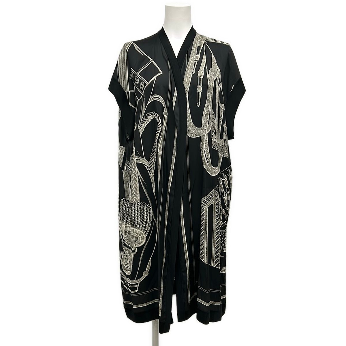 Hermes Cardigan 34 S Black White Short Sleeve Zouaves Et Dragons Finesse Long