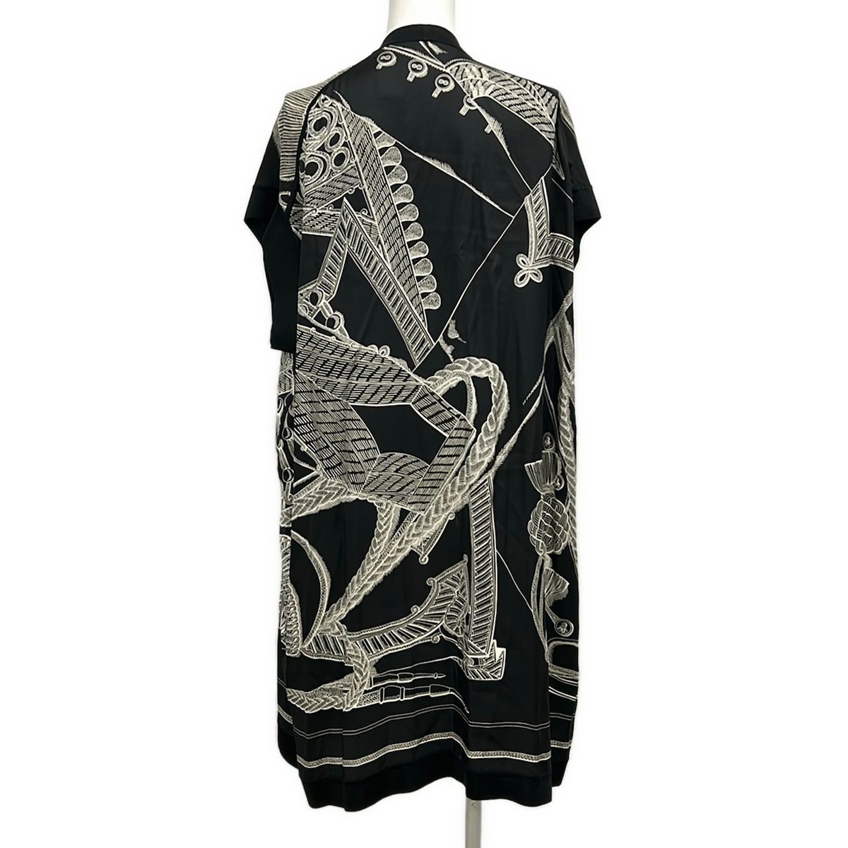 Hermes Cardigan 34 S Black White Short Sleeve Zouaves Et Dragons Finesse Long — view 2