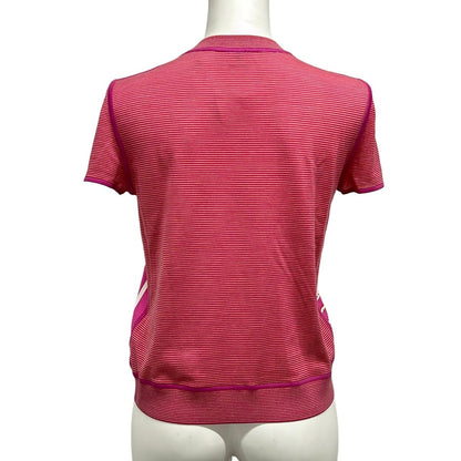 Hermes Short Sleeve Top 36 S Pink White Red Crew Neck Candy Libris Bandana Wool — view 2