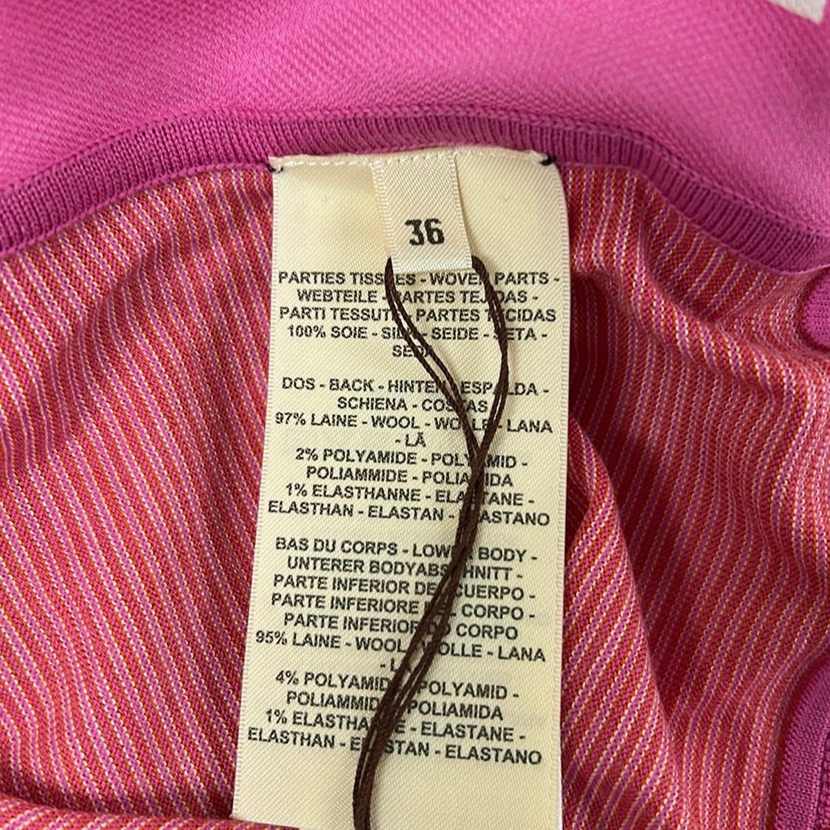 Hermes Short Sleeve Top 36 S Pink White Red Crew Neck Candy Libris Bandana Wool — view 5