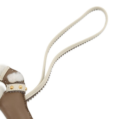 Hermes Bag Charm Buddy Epi Etoupe Cles Gold Lambskin Shearling — view 4