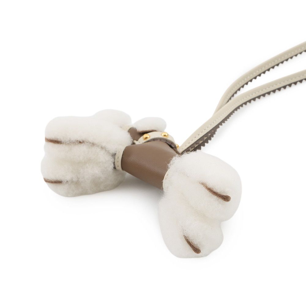 Hermes Bag Charm Buddy Epi Etoupe Cles Gold Lambskin Shearling — view 2