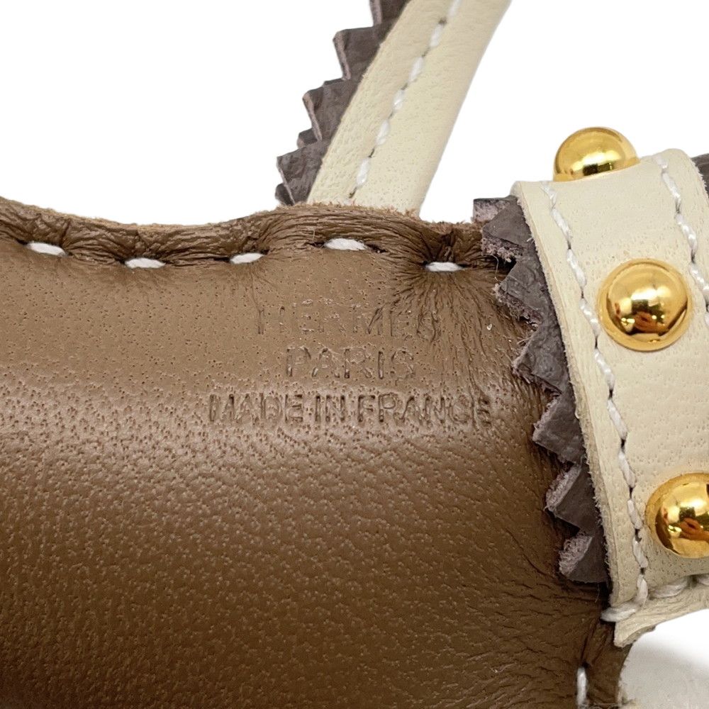 Hermes Bag Charm Buddy Epi Etoupe Cles Gold Lambskin Shearling — view 6