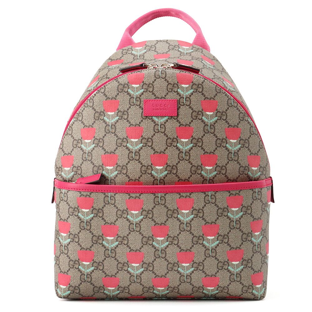 Gucci Backpack Flower Print Children's GG Supreme Leather Kids Kim Seung Young