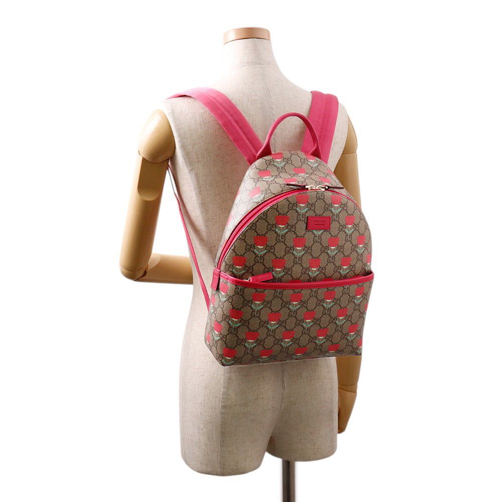 Gucci Backpack Flower Print Children's GG Supreme Leather Kids Kim Seung Young — view 4