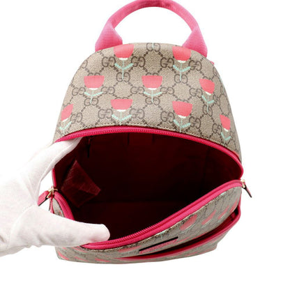 Gucci Backpack Flower Print Children's GG Supreme Leather Kids Kim Seung Young — view 5