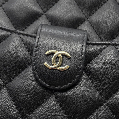 Chanel Chain Shoulder Bag Quilted CC Logo Caviar Leather Black — view 9