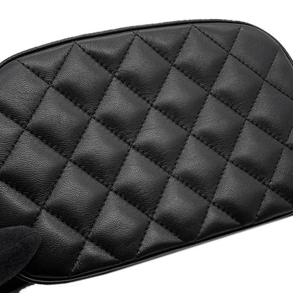 Chanel Chain Shoulder Bag Quilted CC Logo Caviar Leather Black — view 8