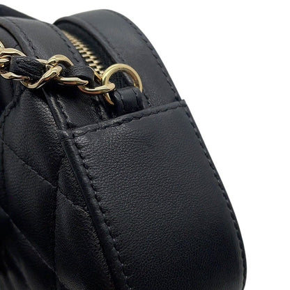 Chanel Chain Shoulder Bag Quilted CC Logo Caviar Leather Black — view 6