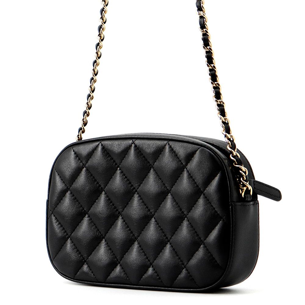 Chanel Chain Shoulder Bag Quilted CC Logo Caviar Leather Black — view 2