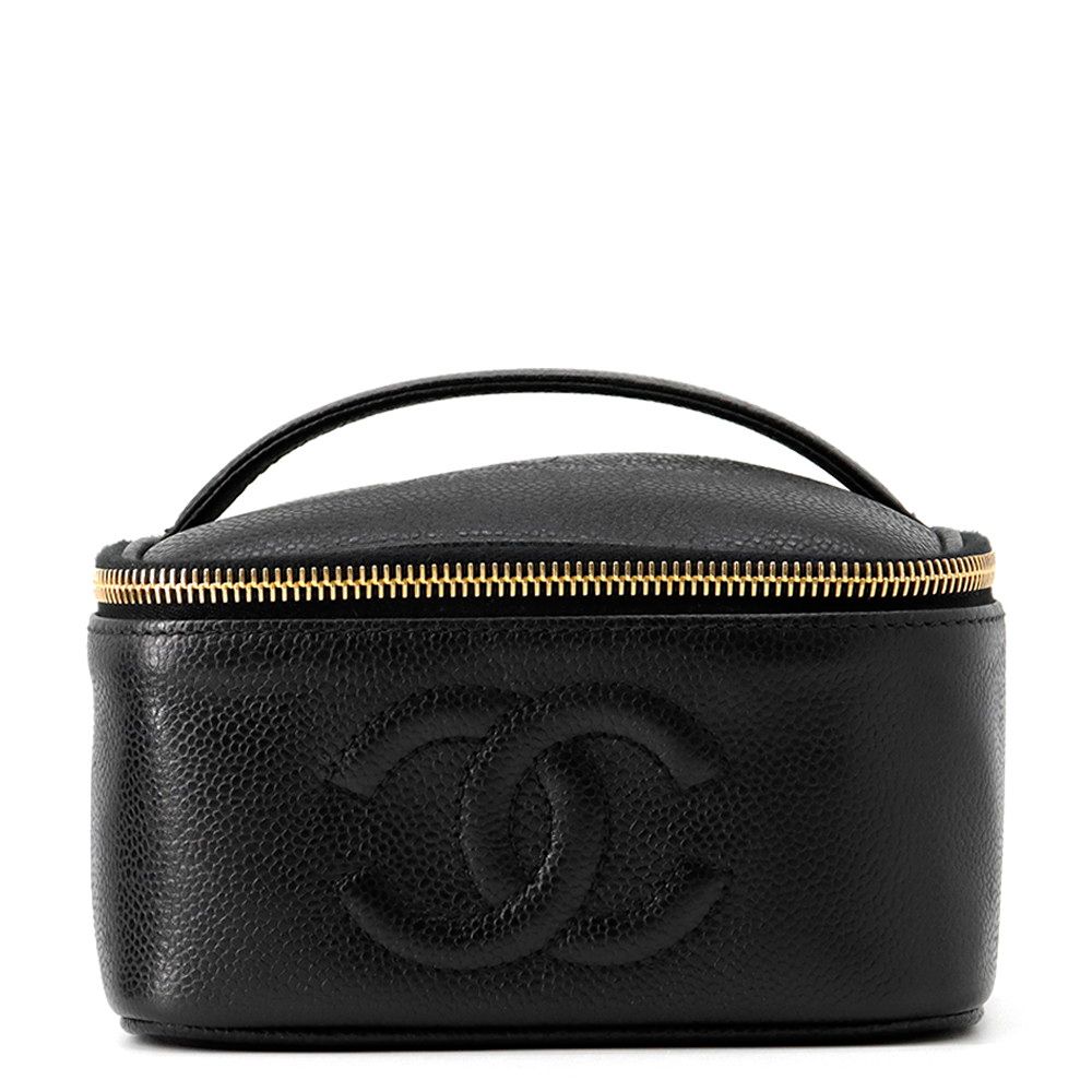 Chanel Handbag Vanity Bag CC Logo Caviar Leather Horizontal