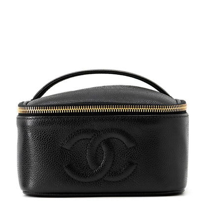 Chanel Handbag Vanity Bag CC Logo Caviar Leather Horizontal