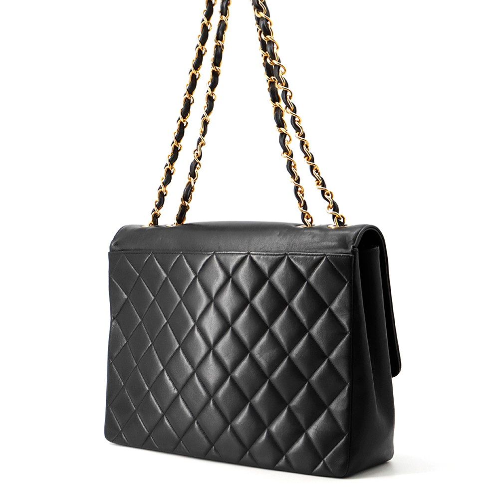 Chanel Chain Shoulder Bag Quilted CC Logo Jumbo CC Double Caviar Leather Black — view 2