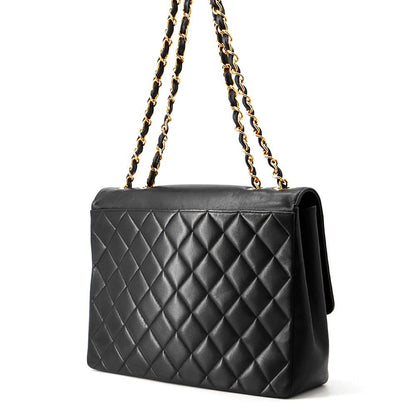 Chanel Chain Shoulder Bag Quilted CC Logo Jumbo CC Double Caviar Leather Black — view 2