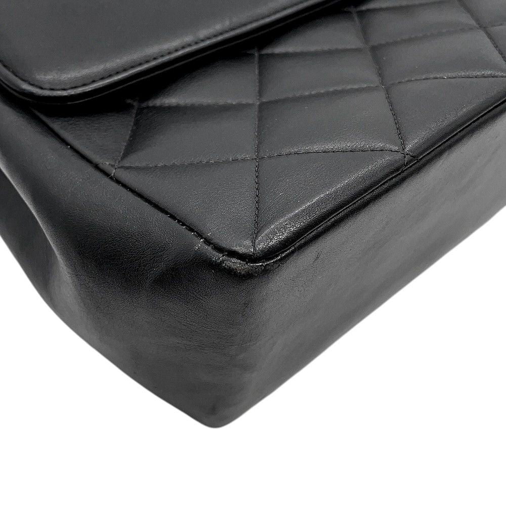Chanel Chain Shoulder Bag Quilted CC Logo Jumbo CC Double Caviar Leather Black — view 9