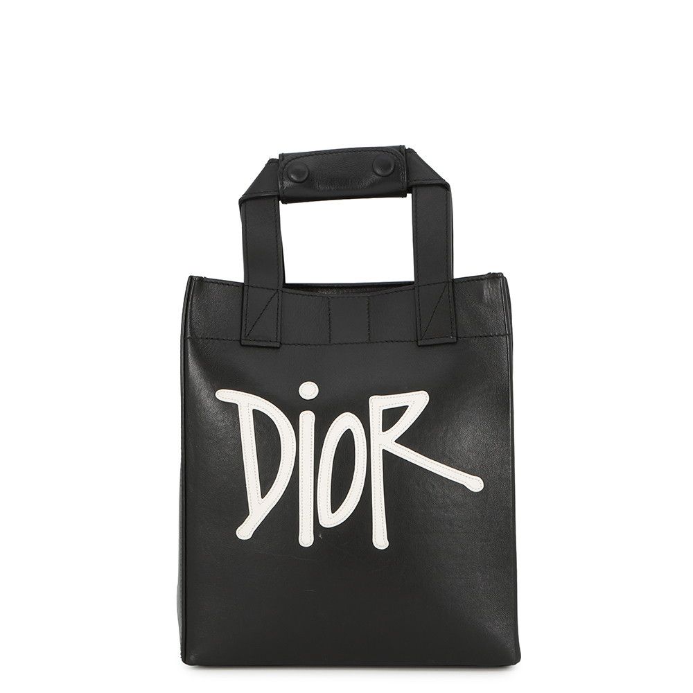 Dior Handbag and Shawn D-dior Mini Tote Leather Black Stussy Collaboration