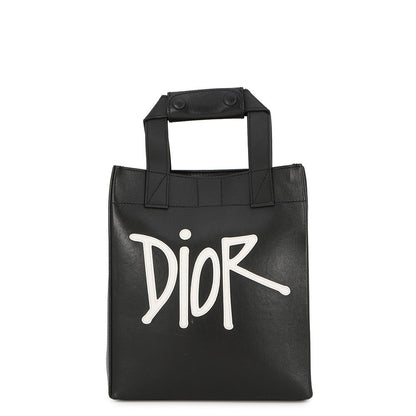 Dior Handbag and Shawn D-dior Mini Tote Leather Black Stussy Collaboration