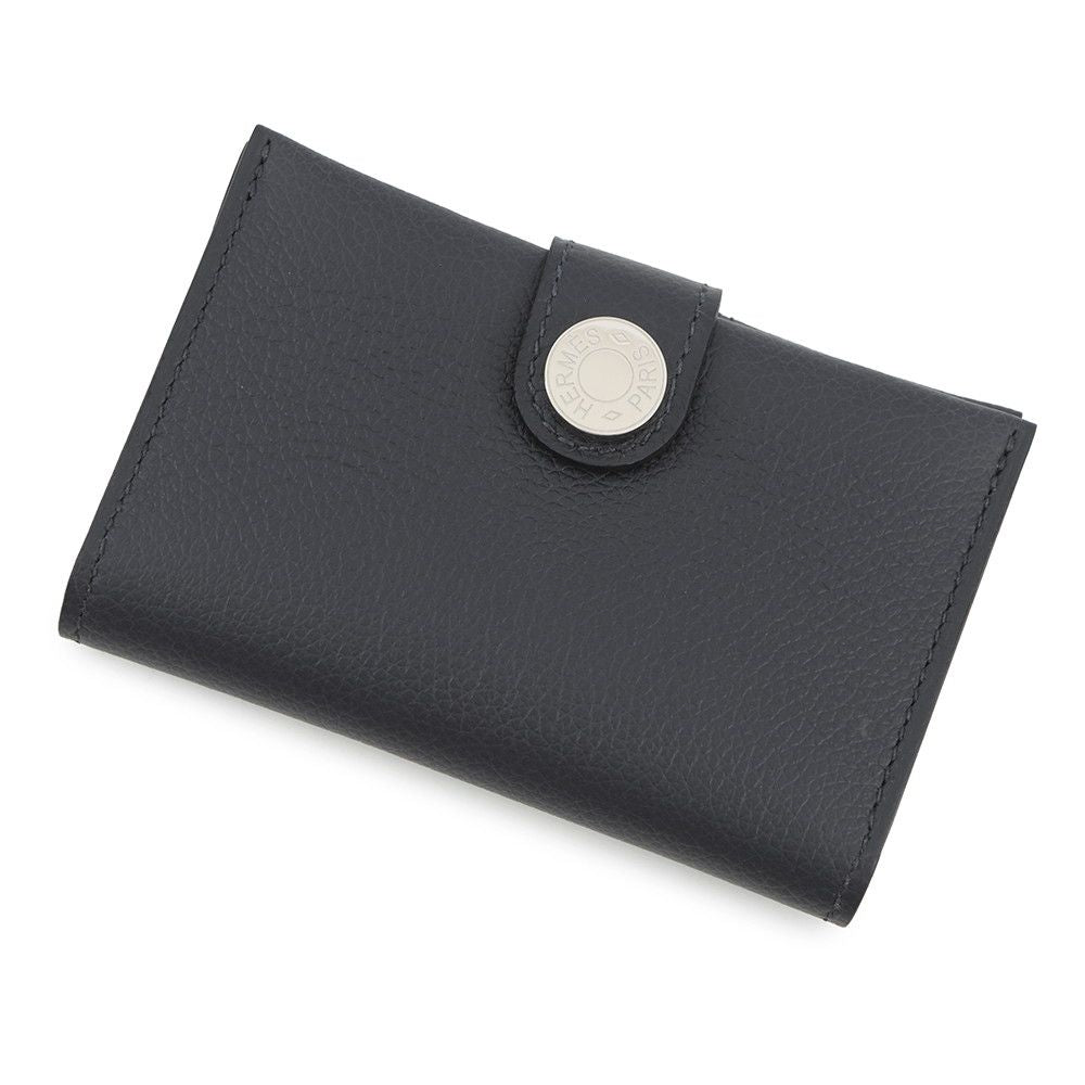 Hermes Card Case Canvas Silver Ever Color Business Holder