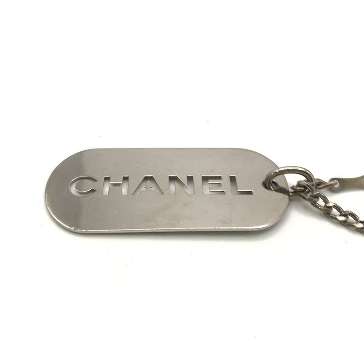 Chanel Logo Silver Plate Bag Charm Key Holder — view 3