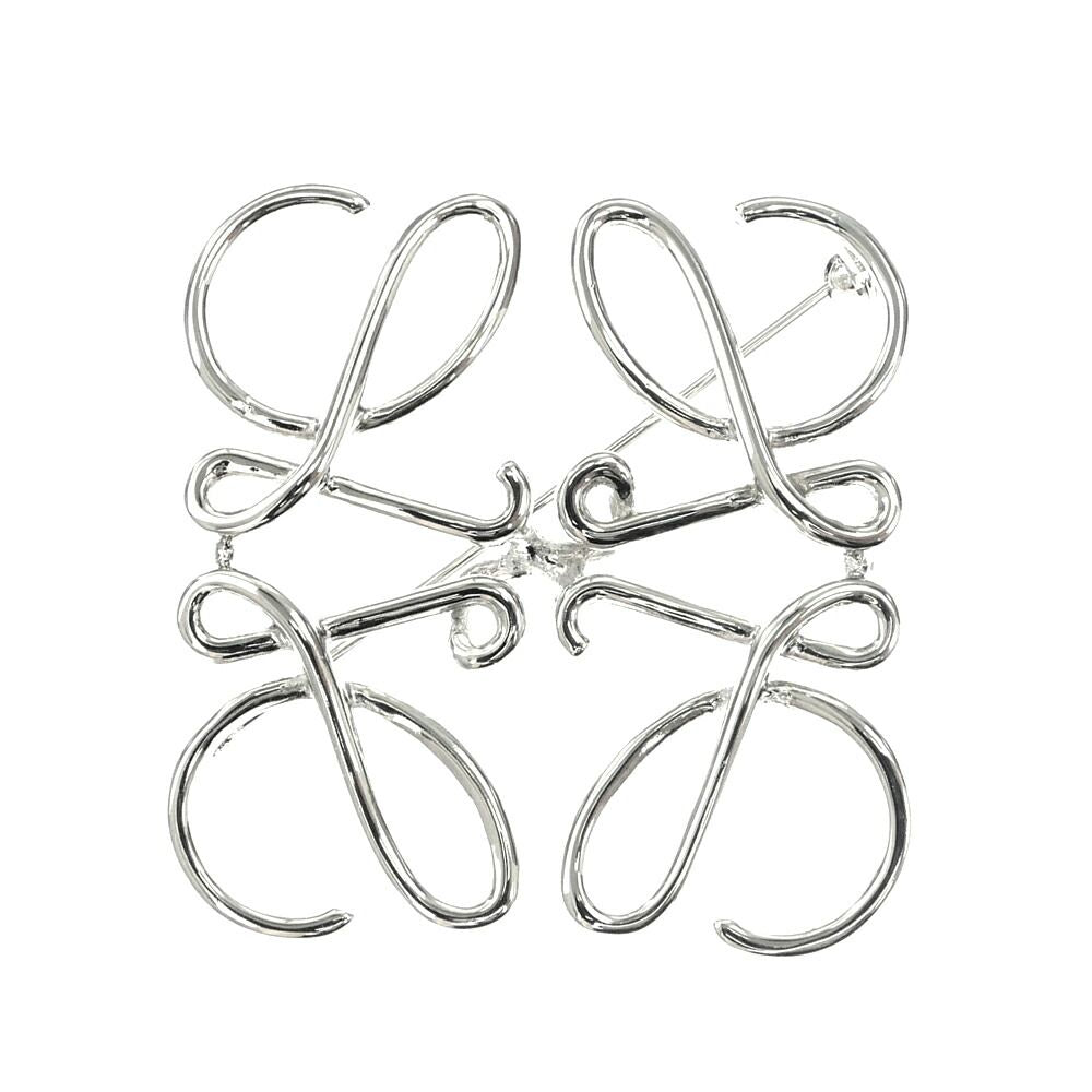 Loewe Anagram Brooch Metal Palladium Silver