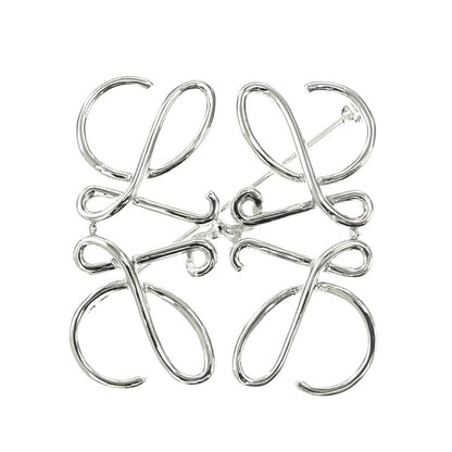Loewe Anagram Brooch Metal Palladium Silver