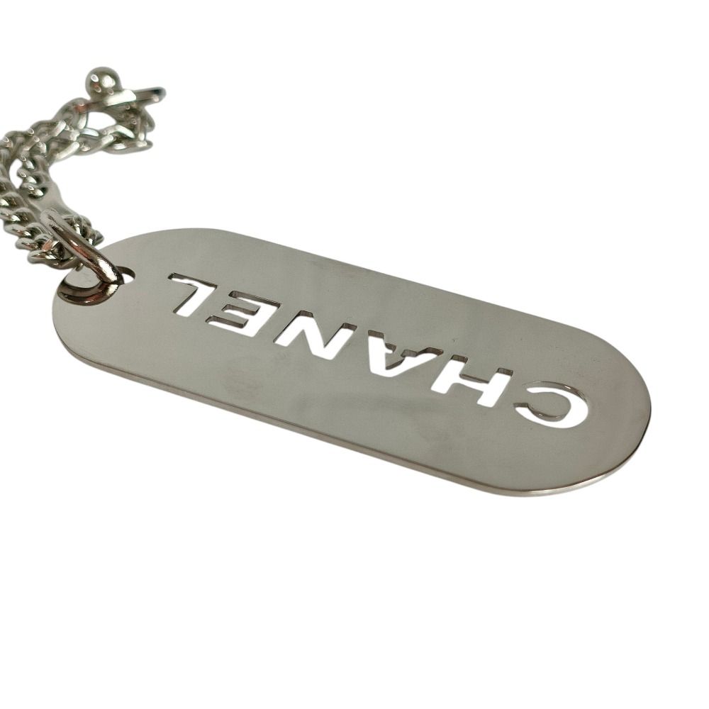 Chanel Logo Plate Dog Tag Key Holder Silver — view 2