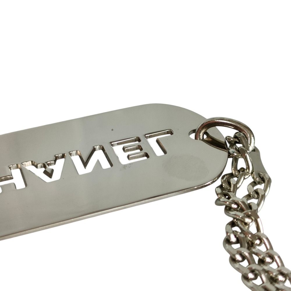 Chanel Logo Plate Dog Tag Key Holder Silver — view 4