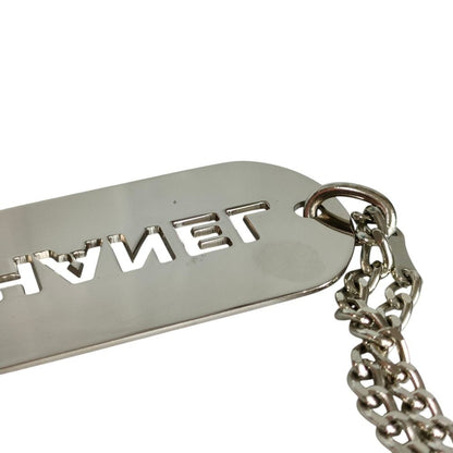 Chanel Logo Plate Dog Tag Key Holder Silver — view 4
