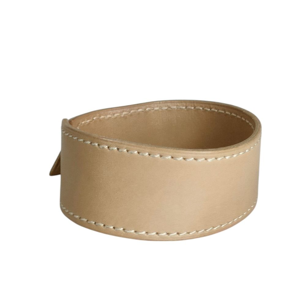 Hermes Artemis Leather Bracelet Bangle Beige — view 3