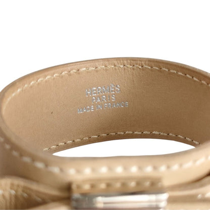 Hermes Artemis Leather Bracelet Bangle Beige — view 5