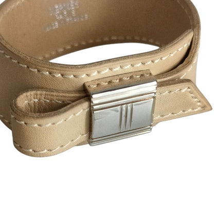 Hermes Artemis Leather Bracelet Bangle Beige — view 6