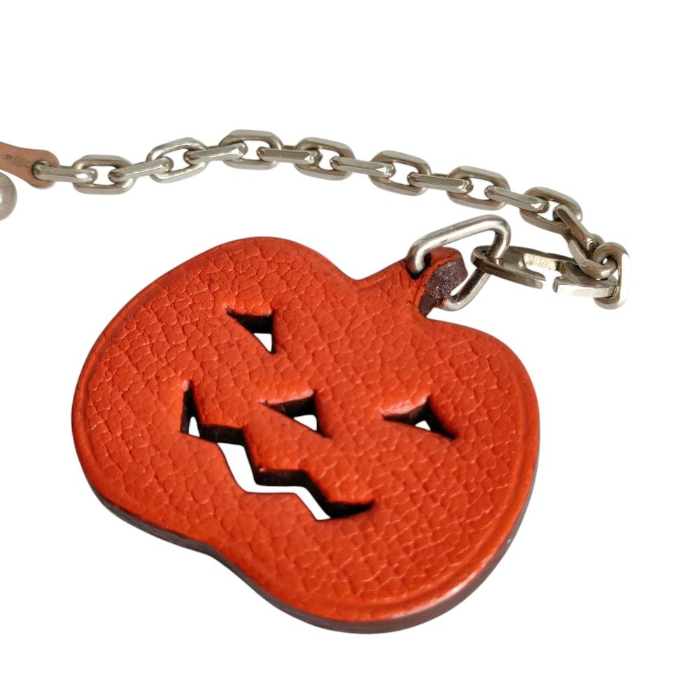 Hermes Leather Pumpkin Charm Orange Keychain — view 2